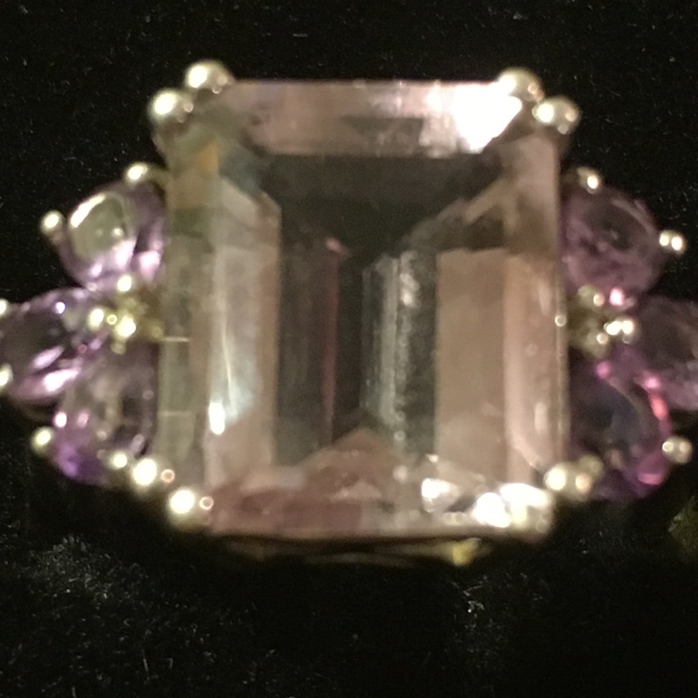 Sterling Silver Amethyst Statement Ring - Purple